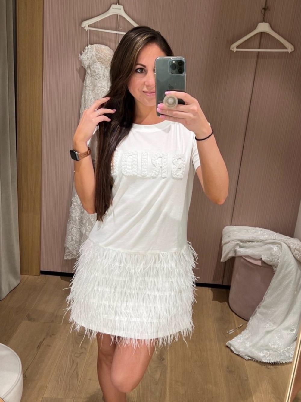 Bride feather dress